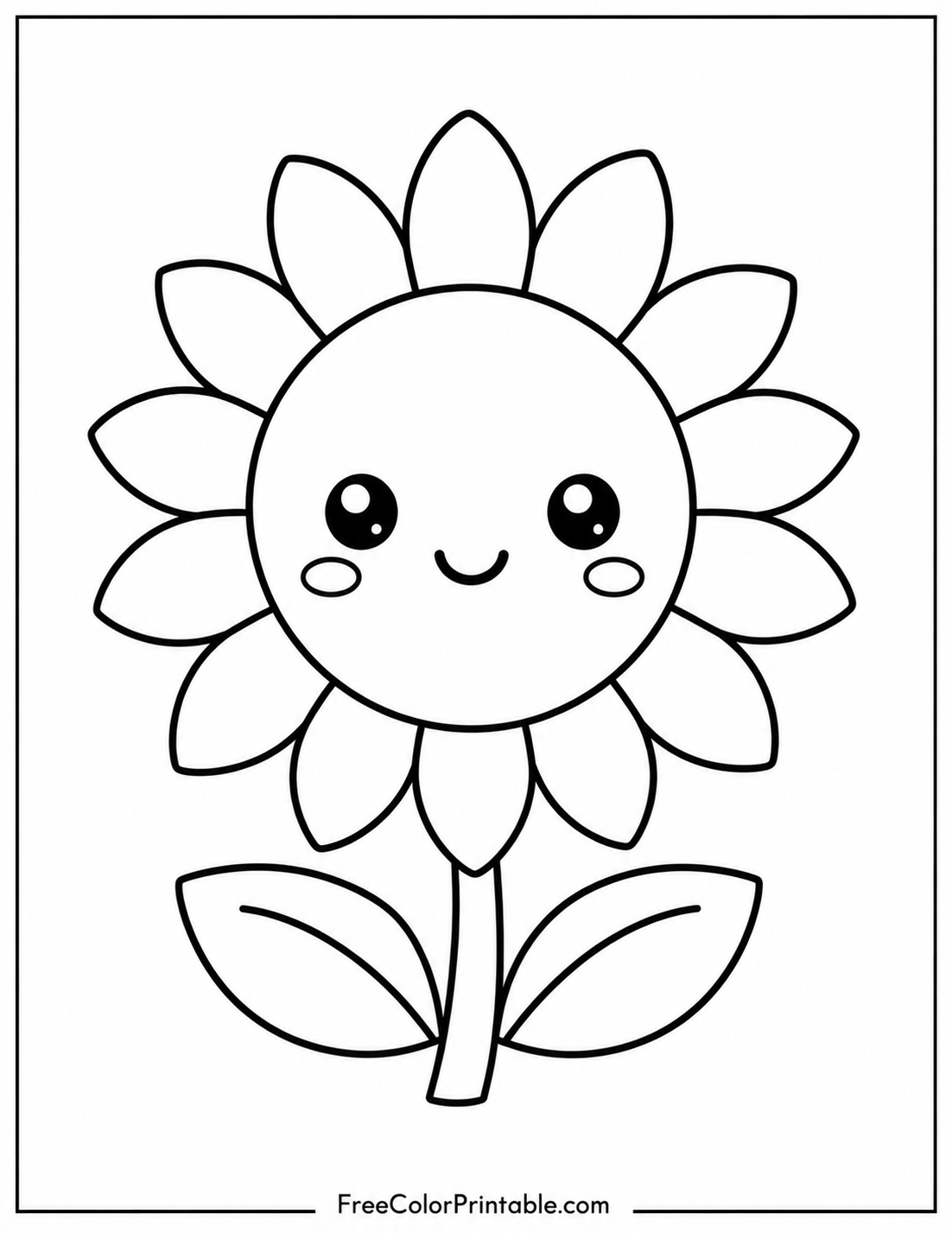 Kawaii sunflower coloring page Coloring Page — Free Printable — free printable coloring page